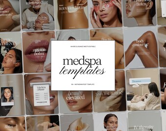 Modelli Instagram per Medspa per infermieri specializzati in iniezioni di Botox e filler, marketing sui social media, post Canva, cura della pelle, terapia endovenosa, rimodellamento del corpo.