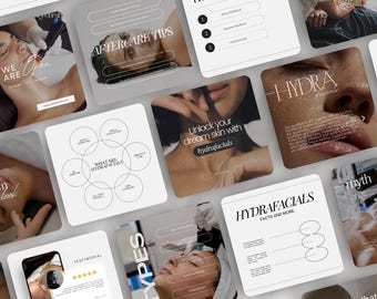 Hydrafacial Instagram Post Templates,  Skincare & Esthetician Social Media, Facial Treatment Posts, Medical Spa Marketing, Editable Canva