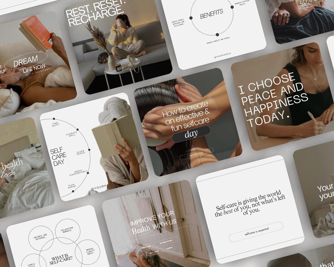 Self Care Instagram Post Templates, Self-love Content Post, Mental ...