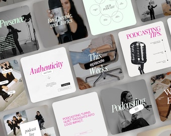 Podcast Instagram Templates, Podcast Post, Canva Templates, Bold Pink Podcast Social Media Branding, Coach Instagram Template, Marketing
