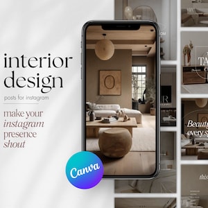 Interior Design Instagram Post Template, Interior Design Social Media Post Template, Real Estate Post, Aesthetic Canva Templates, Minimalist