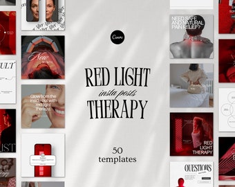 Red Light Therapy Instagram Post Templates, Skincare Social Media, LED Beauty Therapy, Facial Treatment Template, Esthetician, Canva Posts