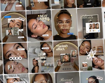 Trendy Lash Tech Instagram Templates for Beauty Business Influencer & Lash Lift Artist Viral iOS Scrapbook Lash Extension Canva Bundle
