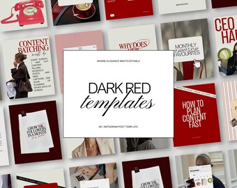 Coaching Instagram Templates for Digital Marketing, Business Coach IG, Bold Social Media Manager Burgundy Posts Dark Red Editable Canva Post