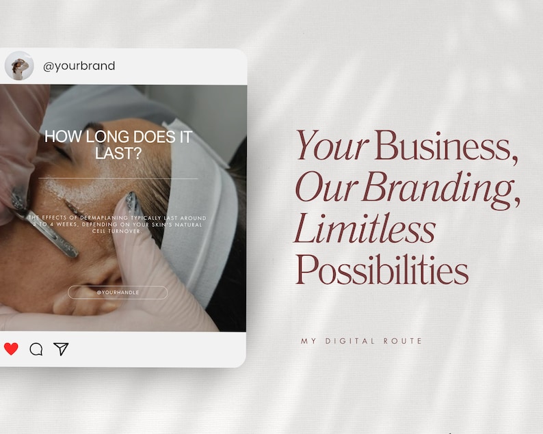 Plantillas para publicaciones de Instagram sobre dermaplaning, redes sociales de clínicas de cuidado de la piel (Canva) imagen 6