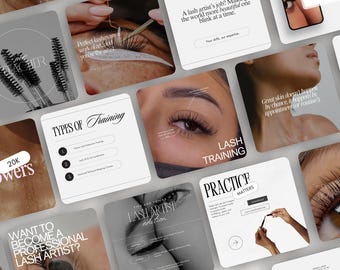 Lash Tech Trainer Instagram Templates, Lash Trainer Social Media Posts, Lash Training Templates, Lash Tech Digital Marketing, Canva Template
