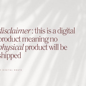 May include: Text on a white background that reads "disclaimer: this is a digital product meaning no physical product will be shipped" and "MY DIGITAL ROUTE".