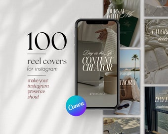 100 Instagram Reel Covers, Content Ersteller Vorlagen (Canva)