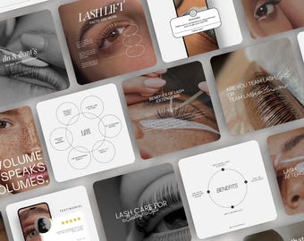 Lash Lift Instagram Post Templates, Eyelash Lift Social Media Posts, Lash Lamination Templates, Lash Perm, Lash Tech, Editable Canva Posts