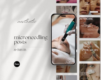 Microneedling Instagram Post Templates, Esthetician Social Media Canva (Digital Download)