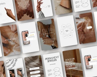 Modelli di storie Instagram per gioielli permanenti, branding di lusso (modificabili con Canva)
