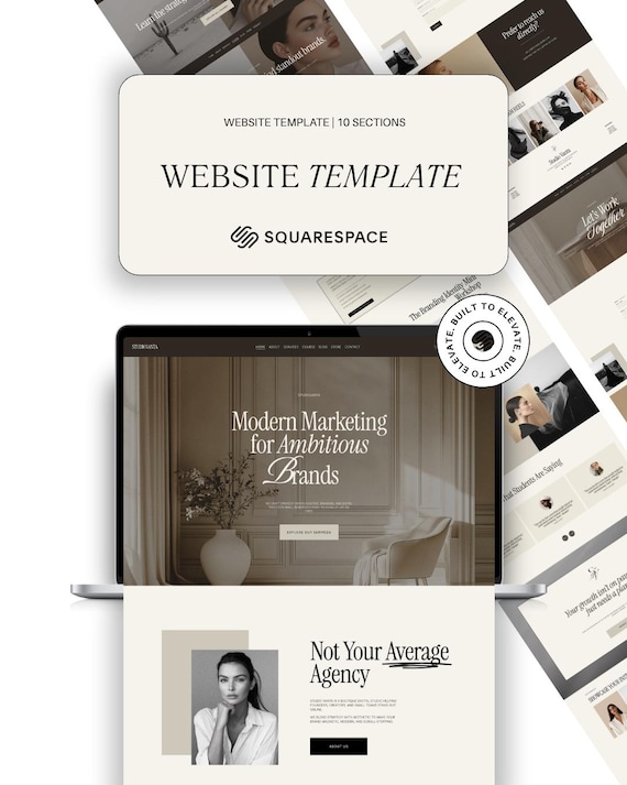 Beige Editorial Squarespace Website Template: Minimalist Design