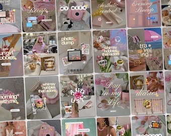 Viral Instagram Templates for Content Creators, Aesthetic Canva Bundle for Personal Branding UGC Influencers iOS Digital Marketing Pink Post