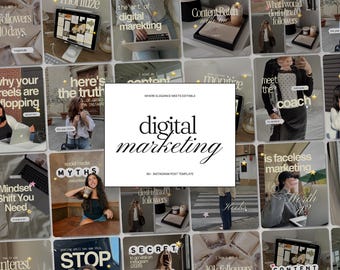 Trendy Instagram Templates for Social Media Manager Business Coach Content Creator Agency Digital Marketing SMM iOS Viral Canva Post Bundle