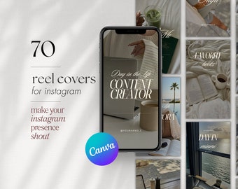 70 Instagram Reel Cover Templates, Content Creator Reel Cover Editable in Canva, Reel Template Cover for UGC, Aesthetic Instagram Reel Cover
