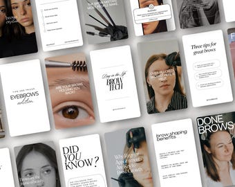 Brow Tech Instagram Stories Templates, Lamination Reel Covers, Canva Branding