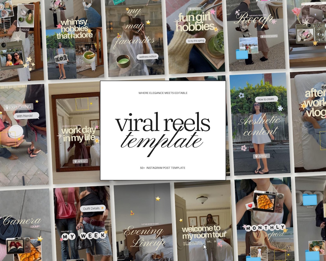 Viral Instagram Reel Templates for Content Creators, Aesthetic Canva Video Bundle for Pers
