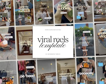 Viral Instagram Reel Templates for Content Creators, Aesthetic Canva Video Bundle for Personal Branding UGC Influencers iOS Tiktok Vlog