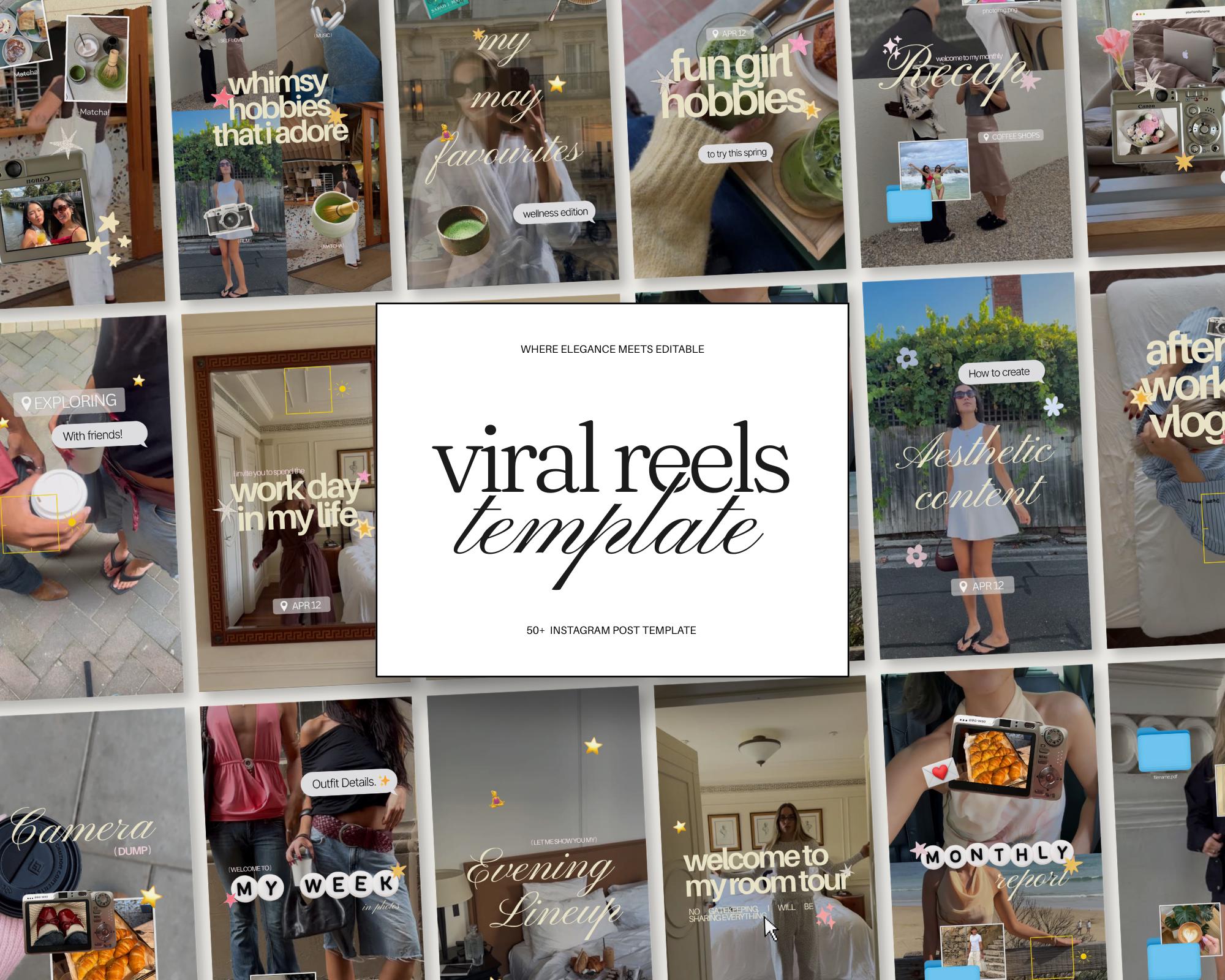 Virale Instagram-Reel-Vorlagen für Inhaltsersteller, ästhetisches Canva-Video-Bundle für persönliches Branding UGC Influencer iOS Tiktok Vlog