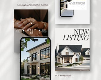 Luxury Real Estate Instagram Template | Realtor Social Media Bundle | Canva Post Templates | Minimal Aesthetic | Real Estate Social Media