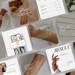 100 Editable  Permanent Jewelry Instagram Posts Template, Aesthetic Permanent Jewelry Social Media Branding, Luxury Canva Templates, Jewelry