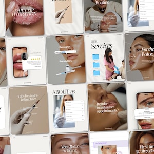 Botox and Filler Instagram Templates for Medspa & Nurse Injectors Viral Beauty Business Social Media Marketing Esthetician Canva Posts