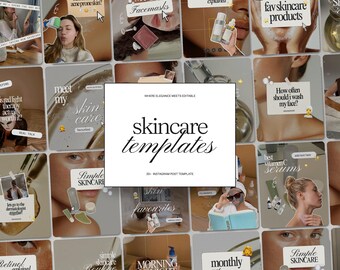 Viral Skincare Instagram Templates for Estheticians Content Creators Medspa Social Media Marketing Editable UGC Canva Wellness Post Bundle