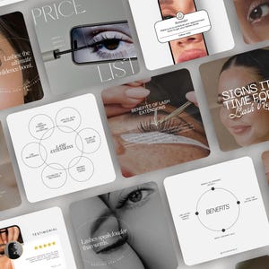 Lash Tech Artist Instagram Post Templates, Lash Tech Branding, Lash Tech Social Media, Lash Quotes, Lash Stylist, Editable Canva Templates