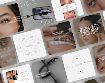Lash Tech Artist Instagram Post Templates, Lash Tech Branding, Lash Tech Social Media, Lash Quotes, Lash Stylist, Editable Canva Templates