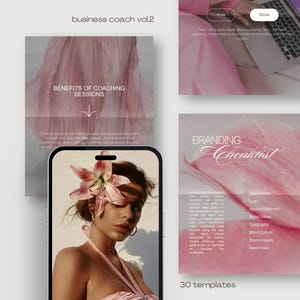 Business Coach Instagram Post Templates, Pink Aesthetic, Social Media Marketing Agency & Social Media Manager Branding, Mindset Coach, Luxe
