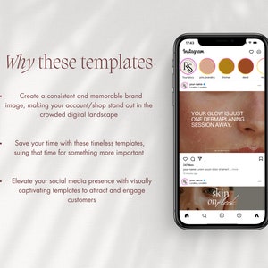 Plantillas para publicaciones de Instagram sobre dermaplaning, redes sociales de clínicas de cuidado de la piel (Canva) imagen 2