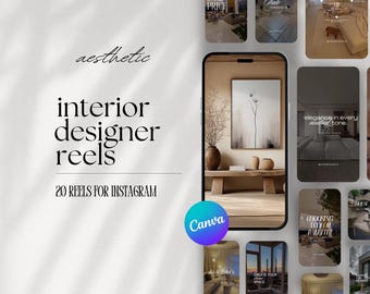 Interior Design Instagram Reel Videos, Interior Design Social Media Reel Template, Wohnungseinrichtungs Video, Ästhetische Canva Vorlagen, Minimalistisch