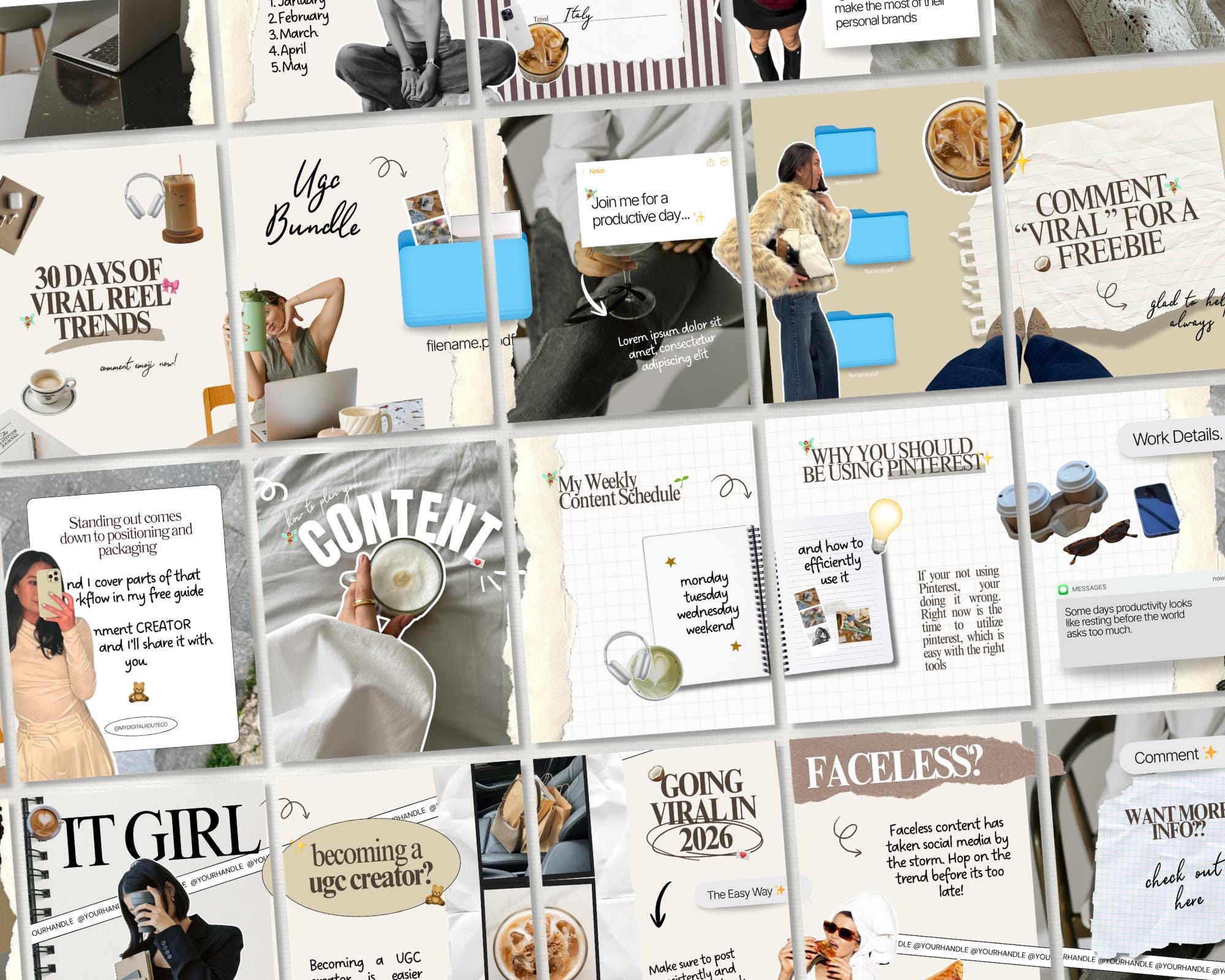Seamless Instagram Carousel Templates Storytelling Scrapbook Aesthetic ...