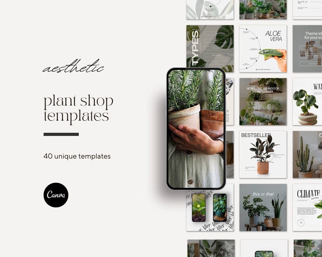 Plant Shop Instagram Post Templates, Editable Canva Posts (40) - Etsy