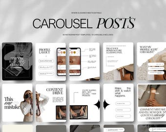 Carousel Instagram Templates, Aesthetic Social Media Manager Posts, Bold Instagram, Editable Canva Carousel Posts, Trending TikTok Marketing