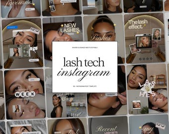 Trendy Lash Tech Instagram Templates for Beauty Business Influencer & Lash Lift Artist Viral iOS Scrapbook Lash Extension Canva Bundle