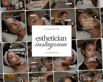 Trendy Esthetician Instagram Templates for Skincare Coaching & Beauty Influencer Social Media Scrapbook Branding Viral Medspa Canva Bundle