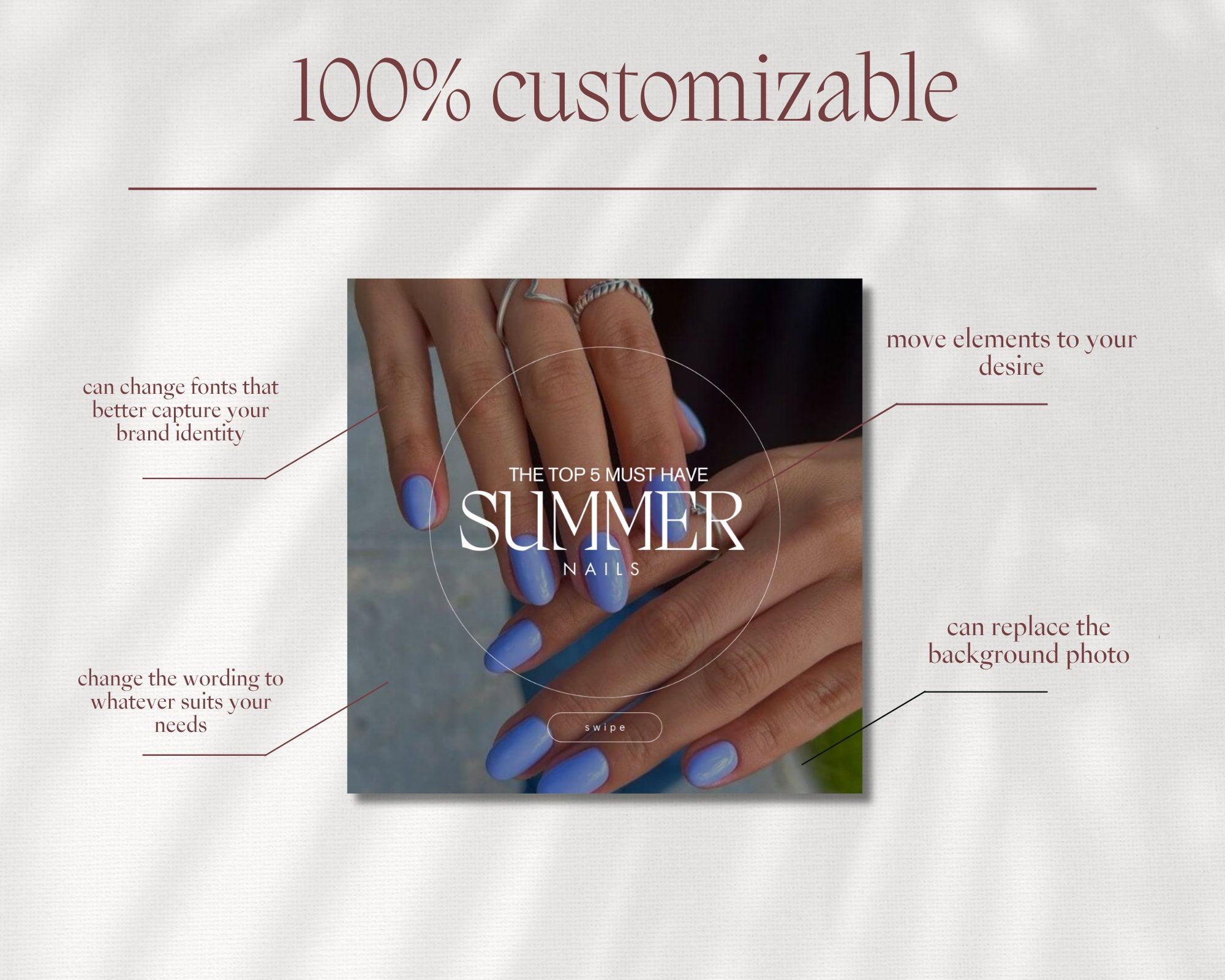 Nail Tech Social Media Templates for Instagram, Nail Artist Instagram Post, Manicure Beauty