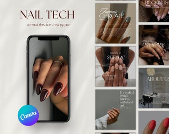 Nail Tech Instagram Post Templates, Manicure, Beauty (Canva)