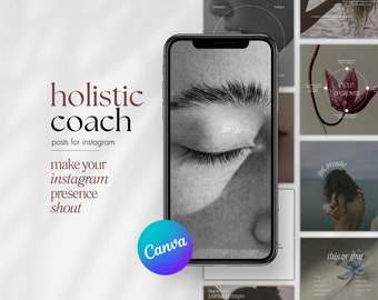 Luxury Holistic Coach Instagram Templates, Wellness Canva Posts