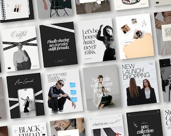 Modern Fashion Instagram Templates Minimal Chic Canva Posts for Boutique Luxury Branding Fashion Influencer Trending Scrapbook Social Media