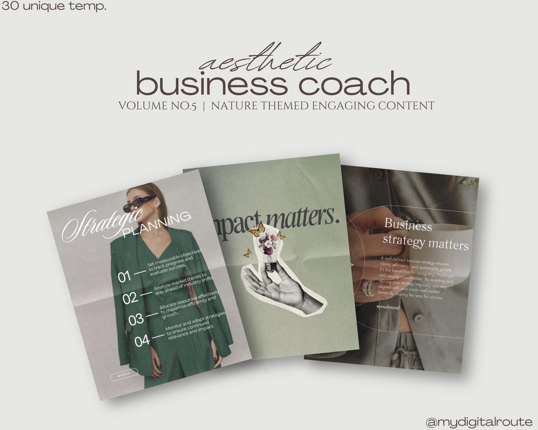 Business Coach Instagram Post Templates, Green Aesthetic, Social Media ...