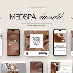 450+ Medspa & Nurse Injector Instagram Bundle,  Aesthetics Injector Nursing Post Templates, Botox and Filler Social Media Branding in Canva