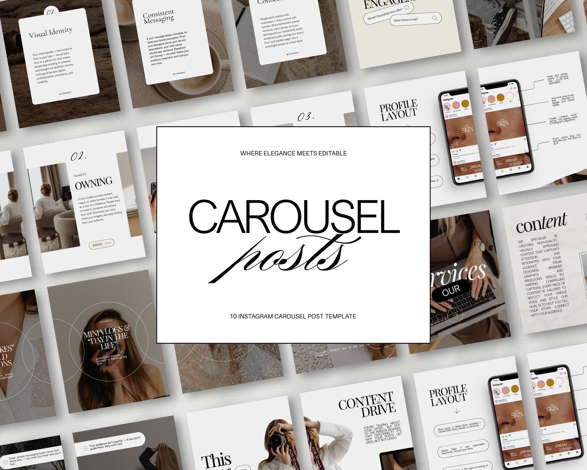 Carousel Instagram Templates, Aesthetic Social Media Manager Posts, Bold Instagram, Editable Canva Carousel Posts, Trending TikTok Marketing