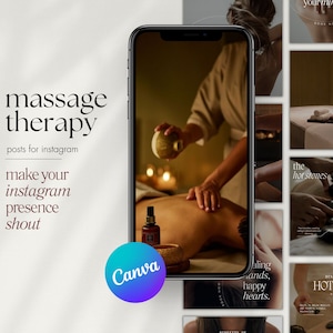 Aesthetic Massage Therapy Instagram Templates,  Massage Therapist Branding, Massage Therapist and Spa Social Media Posts & Template, Canva