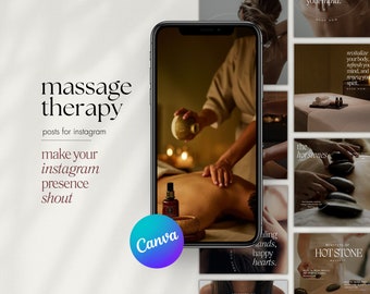 Aesthetic Massage Therapy Instagram Templates,  Massage Therapist Branding, Massage Therapist and Spa Social Media Posts & Template, Canva