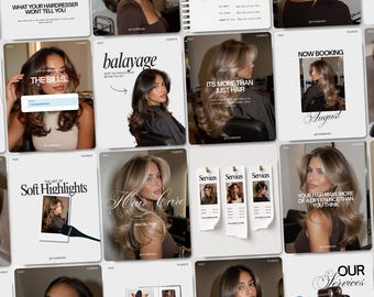 Luxury Hair Salon Instagram Templates for Hairstylists & Beauty Business Viral Social Media Marketing Hair Extension Canva Post Bundle