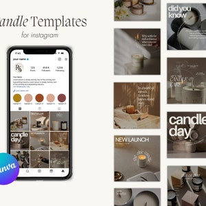 Candle Instagram Post Template, Editable Canva Designs for Candle Business, Candle Branding Marketing Templates, Social Media Bundle Candle