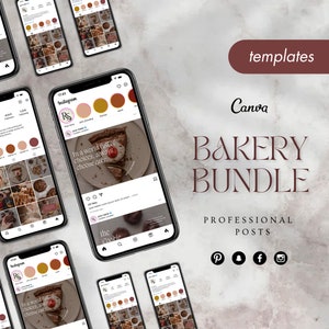 Bakery Instagram Post Templates, Pastry Shop Branding Kit, Cake Business Social Media, Instagram Post & Branding Kit, Bakery Branding Kit