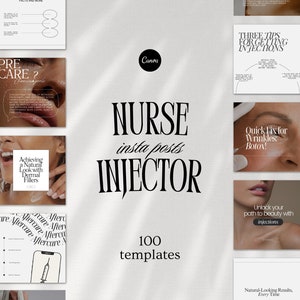 Nurse Injector Instagram Templates, Botox and Filler Social Media, Medspa Canva Template, Esthetician, Skincare, Lip Filler, Branding Kit